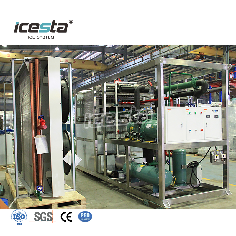 آلة صنع الثلج ذات الألواح الفولاذية المقاومة للصدأ ICESTA 10 طن عالية الجودة بنظام PLC