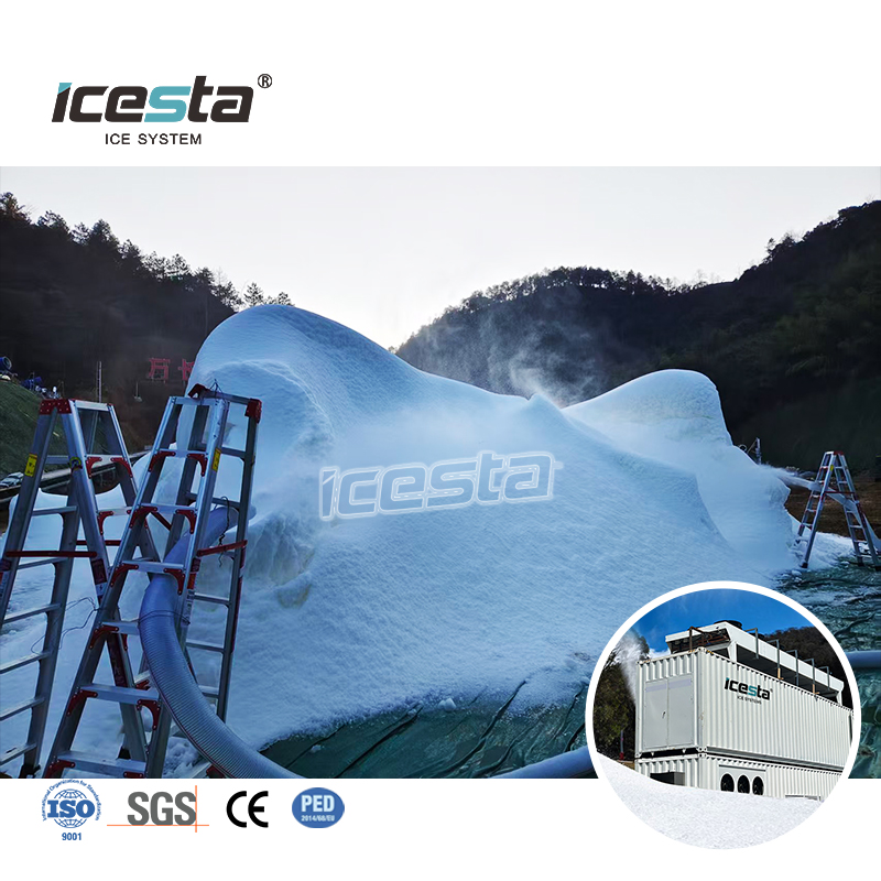 نظام صنع الثلج بدرجة حرارة عالية من ICESTA مناسب لجميع الأحوال الجوية لمنتجعات التزلج الداخلية
