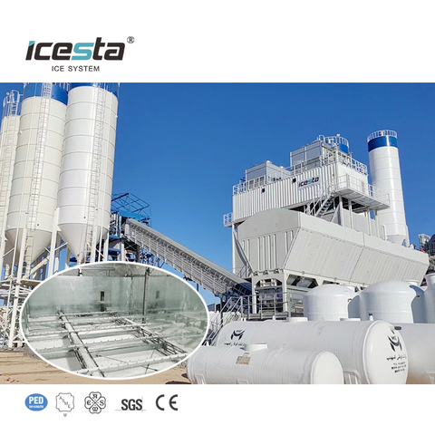 ICESTA Containerized 40 طن مصنع آلي تلقائي صناعي مع نظام الجليد أشعل النار للخرسانة سكب محطة الطاقة الكهرومائية $ 170000