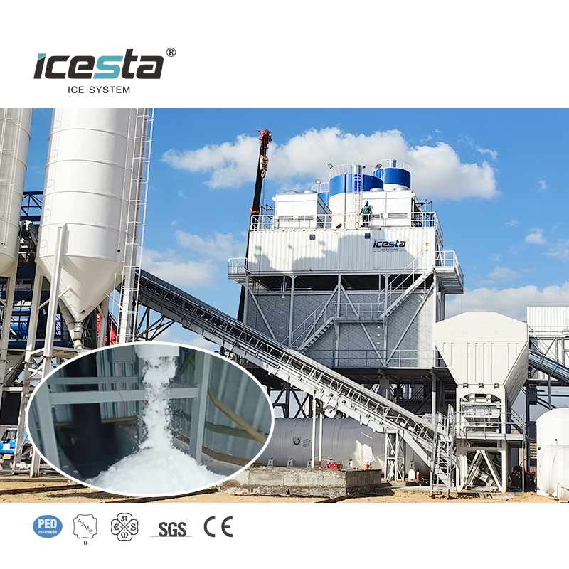 ICESTA Long Service Life Evergy Saving 60 Tons Container Flake Ice Plant مع تخزين الجليد التلقائي وتسليمه 250000 دولار