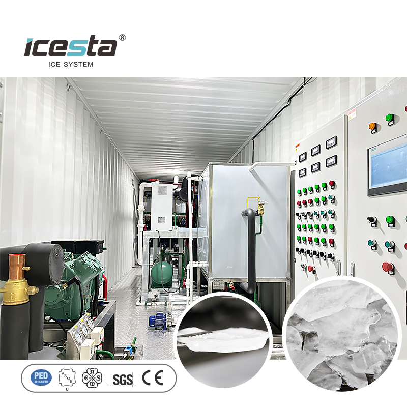 مصنع ICESTA 100 طن الكل في واحد لتصنيع ألواح الثلج لتبريد الخرسانة