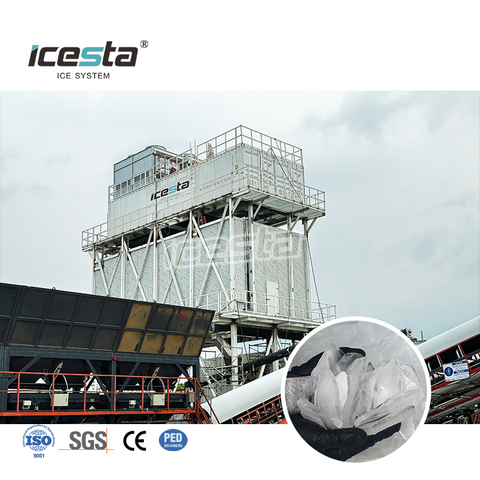 آلة صنع الثلج من الفولاذ المقاوم للصدأ بقوة 60 طن من ICESTA لتبريد الخرسانة ومعالجة المأكولات البحرية
