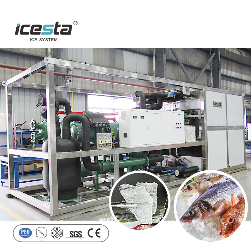 مصنع ICESTA 100 طن الكل في واحد لتصنيع ألواح الثلج لتبريد الخرسانة