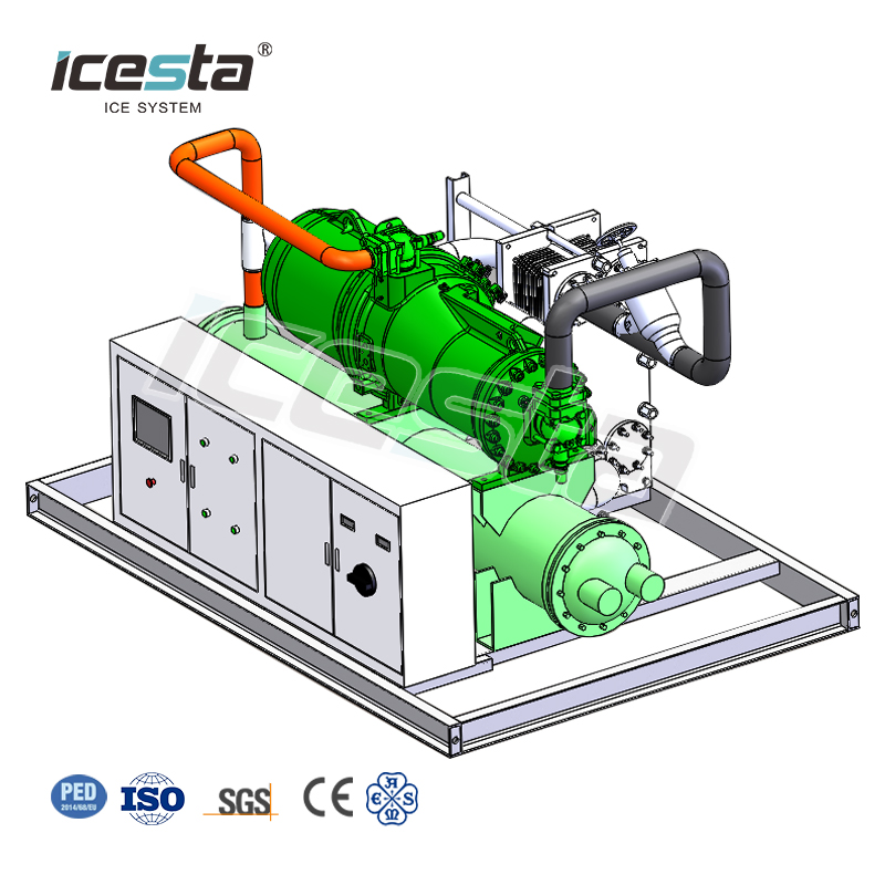 مبرد مياه صناعي أوتوماتيكي عالي الموثوقية من Icesta مع عمر خدمة طويل 60 متر مكعب / ساعة مبرد لولبي مبرد بالماء لتفريخ الأسماك / صناعة تجهيز الأغذية