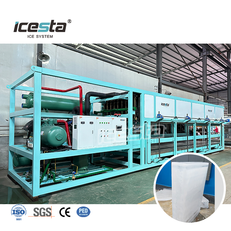 ICESTA آلة تصنيع قوالب الثلج ذات التبريد المباشر الصناعي ذات الجودة العالية وتوفير الطاقة الطويلة 15 طن 