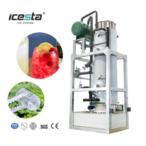 ICESTA 50 طن آلة صانع أنبوب الجليد من الفولاذ المقاوم للصدأ ، إنتاجية عالية ، حياة طويلة