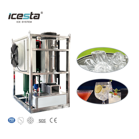 ICESTA التلقائي عالي الأعلاف الصلبة الصلبة الجليد للخدمة الطويلة العمر الحياة الفولاذ المقاوم للصدأ تبريد 2 طن آلة أنبوب الجليد 10000-15000 دولار