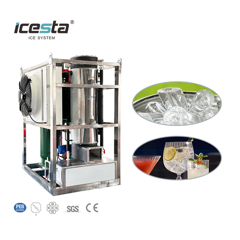 ICESTA التلقائي عالي الأعلاف الصلبة الصلبة الجليد للخدمة الطويلة العمر الحياة الفولاذ المقاوم للصدأ تبريد 2 طن آلة أنبوب الجليد 10000-15000 دولار