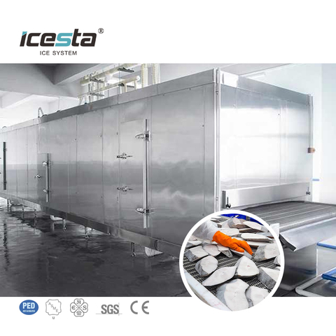 icesta Quick Freeze تصميم جديد عالي الجودة خدمة طويلة خدمة النفق الصناعي التلقائي فريزر لتبريد أسماك