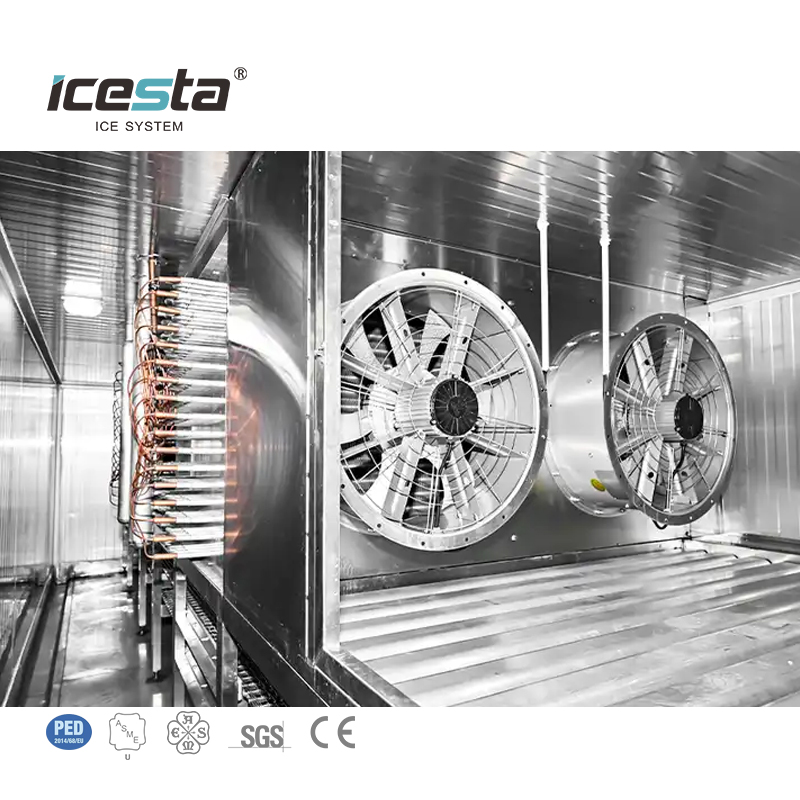 منتجات الألبان عالية الجودة من ICESTA تجميد تلقائي لتجميات الأنفاق الصناعية لتبريد الروبيان